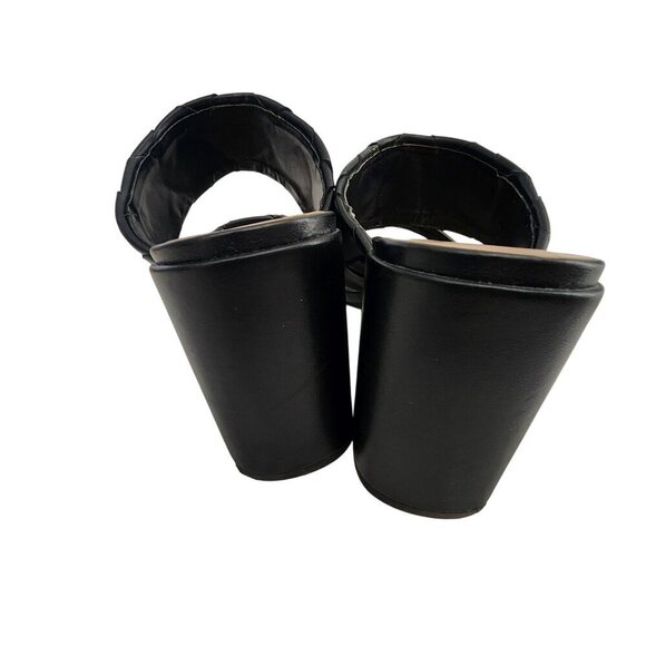 Soda Black Woven Heeled Mules For Women Size 9  Square Toe Block Heel - Picture 5 of 15